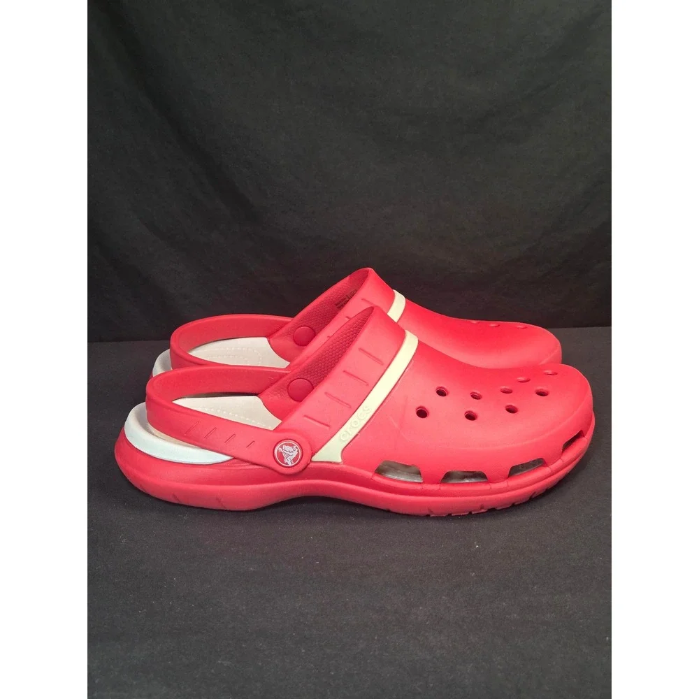 Crocs Duet Sport Clogs Red White Mens 9 Womens‎ 11 Slip On Comfort Shoes